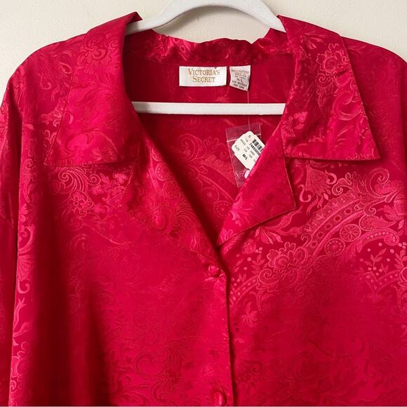 Victoria’s Secret | Vintage NWT Button Front Nightgown Tunic Sleepwear Red M/L - Picture 2 of 5